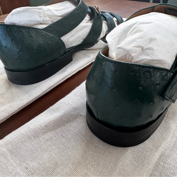 Gucci Exotics Men’s Emerald Green Ostrich Leather Fisherman Sandals Size 10 NWT - Picture 12 of 16